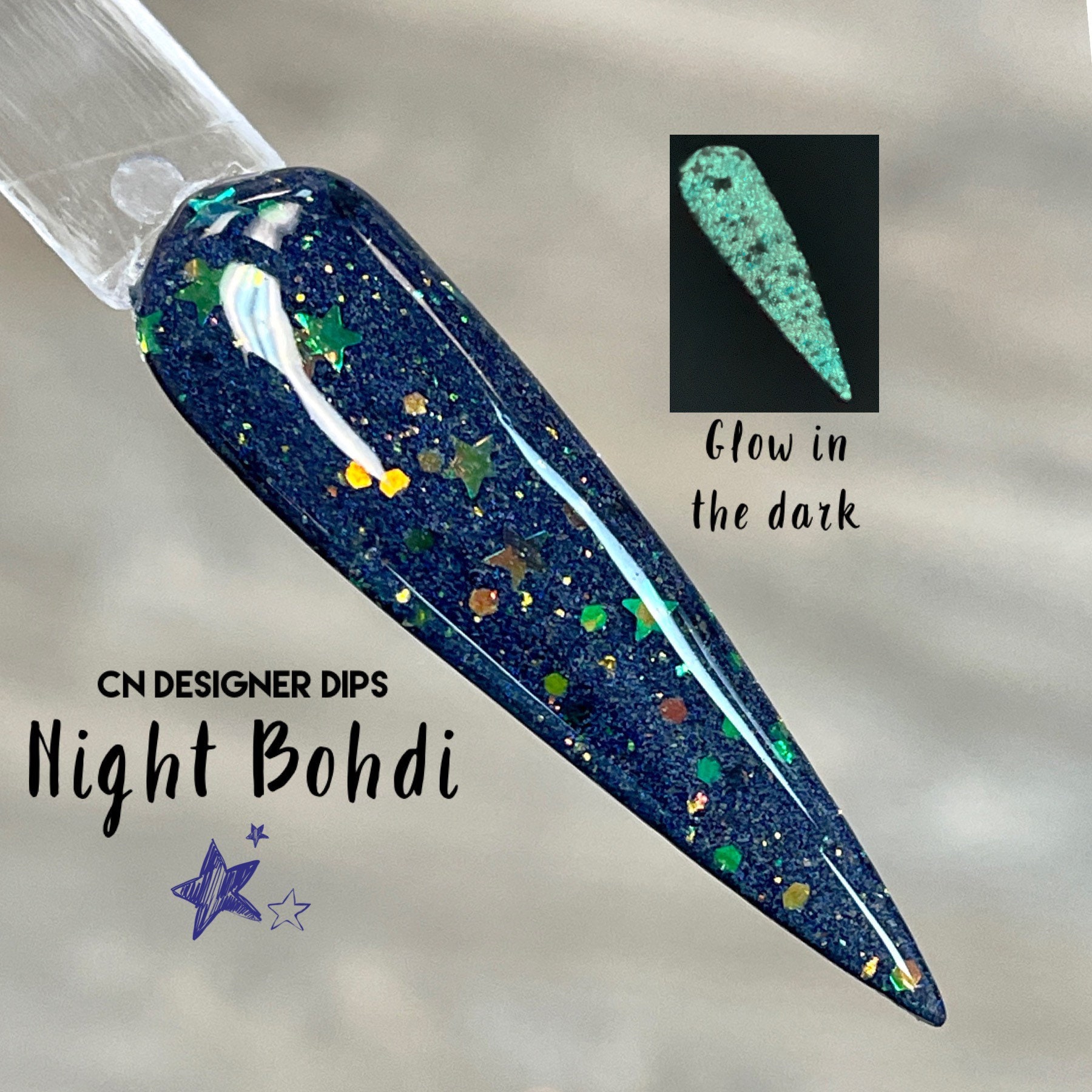 Night Bohdi- dip powder, glow dip powder, nail dip, dip powder for na…