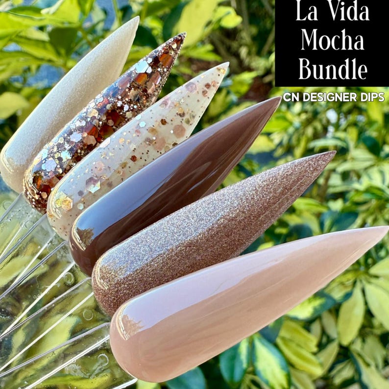 La Vida Mocha - dipppulver, dipppulver för naglar, akryl, höst, neutral, brun, glitter bild 4