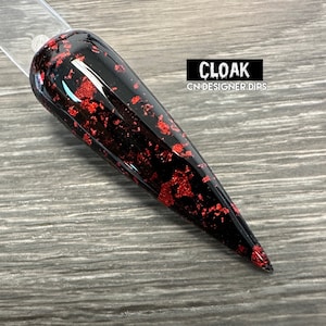 Cloak - dip powder for nails, dip powder, black dip powder, foil dip powder, red foil dip powder, foil dip powder, foil nail, nail powder