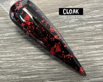 Cloak - dip powder for nails, dip powder, black dip powder, foil dip powder, red foil dip powder, foil dip powder, foil nail, nail powder
