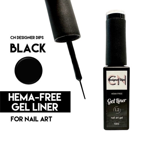 BLACK Gel Liner- HEMA & TPO Free, Nail Art Gel, Line Art Gel, for