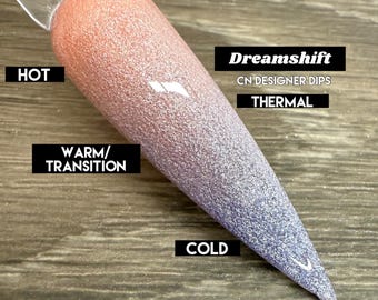 Dreamshift- dip powder, dip powder for nails, acrylic, orange, purple, shimmer, color changing, thermal