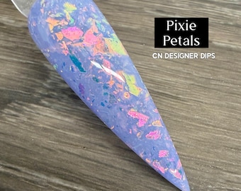 Pixie Petals- dip powder, dip powder for nails, acrylic, spring, periwinkle, blue, flake