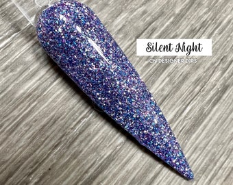 Silent Night- dip powder for nails, dip powder, nail dip, dip nail powder, glitter dip powder, nail dip powder, blue dip powder, nails