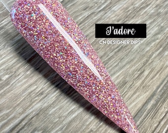 J’adore - dip powder, dip powder for nails, glitter dip powder, pink dip powder, nail dip powder, dip nail powder, dip nails, dip powders