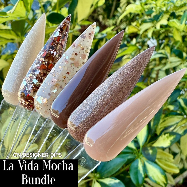 La Vida Mocha - dipppulver, dipppulver för naglar, akryl, höst, neutral, brun, glitter bild 7