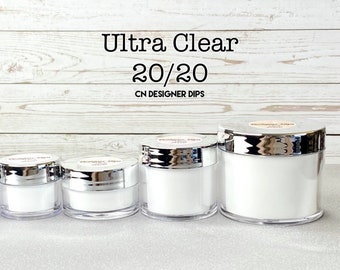 Ultra Clear 20/20- poudre d'immersion transparente, poudre acrylique transparente, produit d'immersion transparent, produit d'immersion transparent pour les ongles, transparent, acrylique transparent, acrylique transparent, transparent, base d'immersion