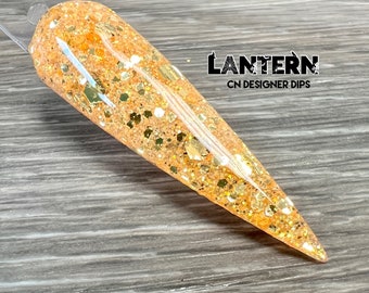 Polvo de inmersión Lantern, polvo de inmersión para uñas, acrílico, Halloween, verano, naranja, grueso, brillo