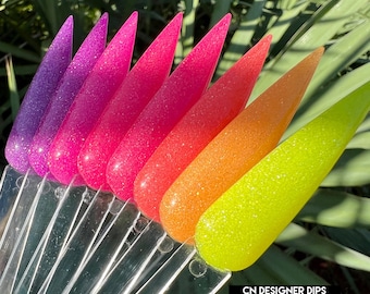 Electric Paradise Collection- dip powder, dip powder for nails, dip nail, nail dip, acrylics, acrylic, summer, nail, dip, neon, shimmer