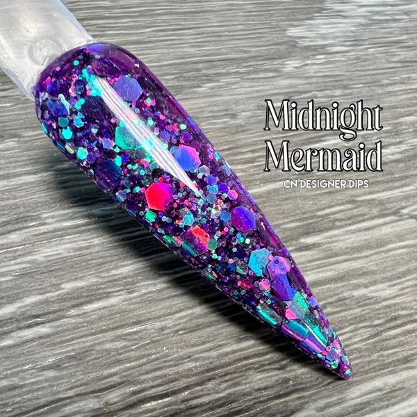 Midnight Mermaid- dip powder, dip powder for nails, nail dip powder, nail dip, dip nail, dip powders, dip nail powder, nails, acrylic powder