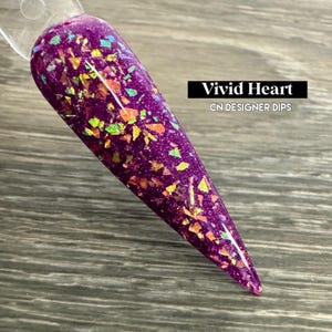 Vivid Heart- dip powder, dip powder for nails, nail dip, dip powders, dip nail powder, glitter dip powder, nails, acrylics, nail, glitter
