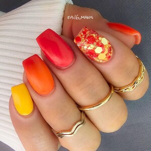 Fireball - polvo de inmersión, polvo de inmersión para uñas, acrílico, brillante, rojo, naranja, otoño, verano, grueso, brillo imagen 2