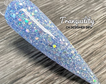 Tranquility- dip powder, dip powder for nails, acrylic, winter, spring, blue, glitter