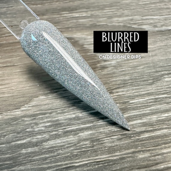 Blurred Lines- dip powder, dip powder for nails, acrylic, silver, grey, gray, holographic, glitter