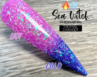Sea Witch- dip powder, dip powder for nails, acrylic, pink, purple, valentine, color changing, flake, thermal