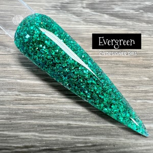 Evergreen RETIRING- dip powder, Christmas, dip powders, dip powder for nails, green, dip nail, glitter, acrylic, holiday, nail dip, nail