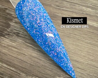 Kismet- dip powder, dip powder for nails, acrylic, blue, iridescent, glitter