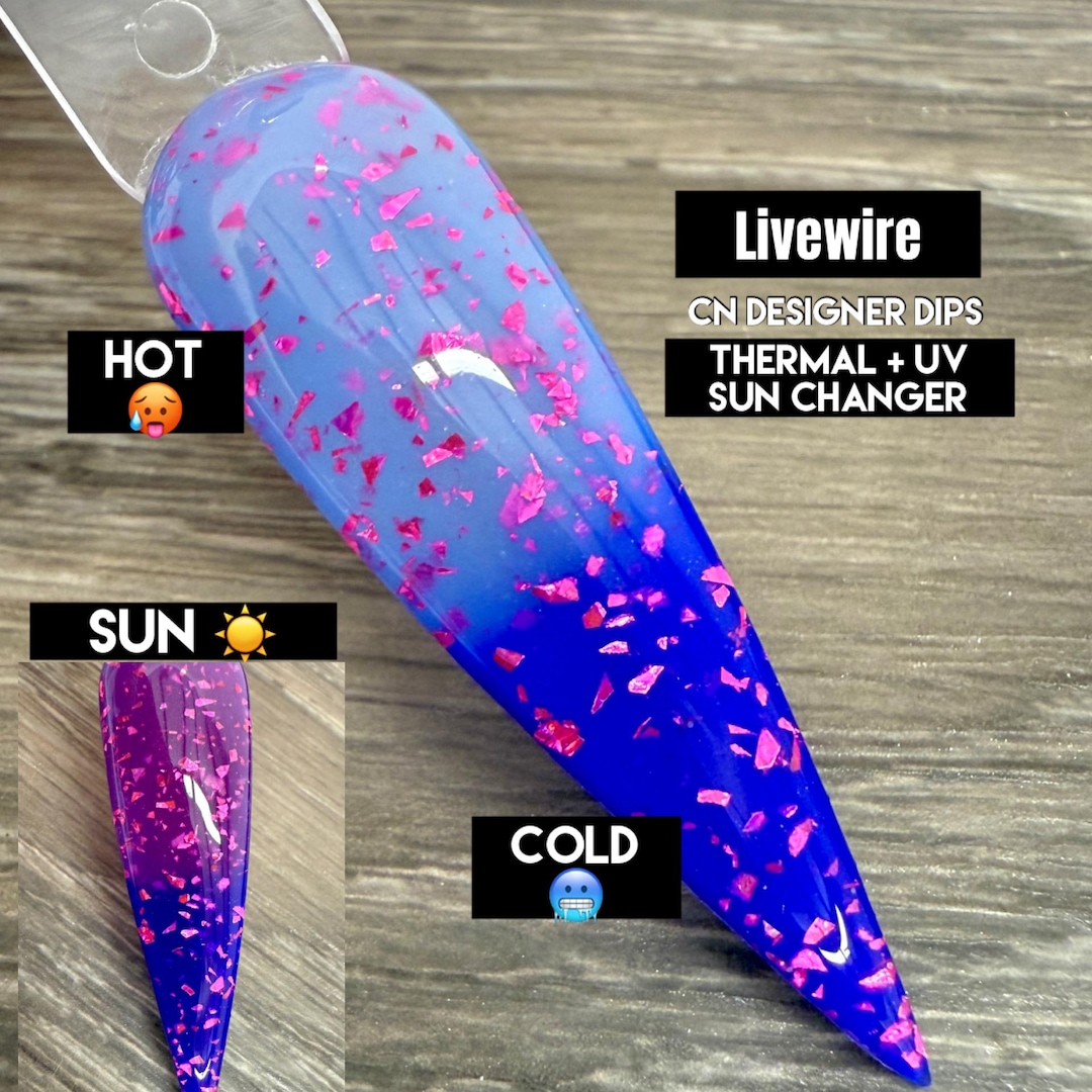 Livewire- Dip Powder, Dip Powder for Nails, Acrylic, Blue, Sun Changer ...