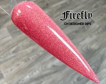 Firefly- dip powder, dip powder for nails, acrylic, pink, glitter
