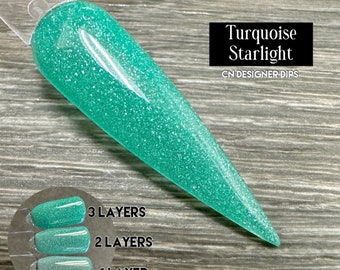 Turquoise Starlight- dip powder, dip powder for nails, nail dip, dip nail, dip powders, nails, nail, nail dips, acrylic, dipping powder