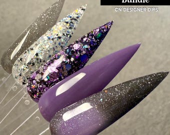Shadow Realm Bundle- dip powder, dip powder for nails, acrylic, halloween, purple, black, glitter, color changing, thermal, set