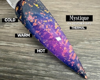 Mystique- dip powder, dip powder for nails, blue, flake, thermal, color changing
