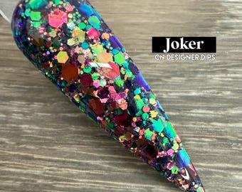 Joker- dip powder, glitter dip powder, dip powder for nails, nail dip powder, dip nail powder, nail dip, dip nails, nail dipping powder
