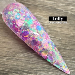 Lolly- Dip-Puder, Dip-Puder für Nägel, Nagel-Dip-Puder, Nagel-Dip, Dip-Nagel, Dip-Pulver, Frühling, bunt, chunky, Acryl, Nägel, Nagel