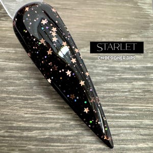 Starlet- dip powder, dip powder for nails, acrylic, black, rose gold, star