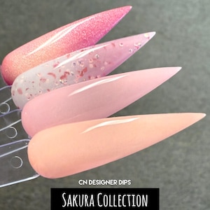 Sakura Collection- dip powder, dip powder for nails, dip nail, nail dip, pink, peach, spring, acrylics, acrylic, nails, nail, dip, thermal