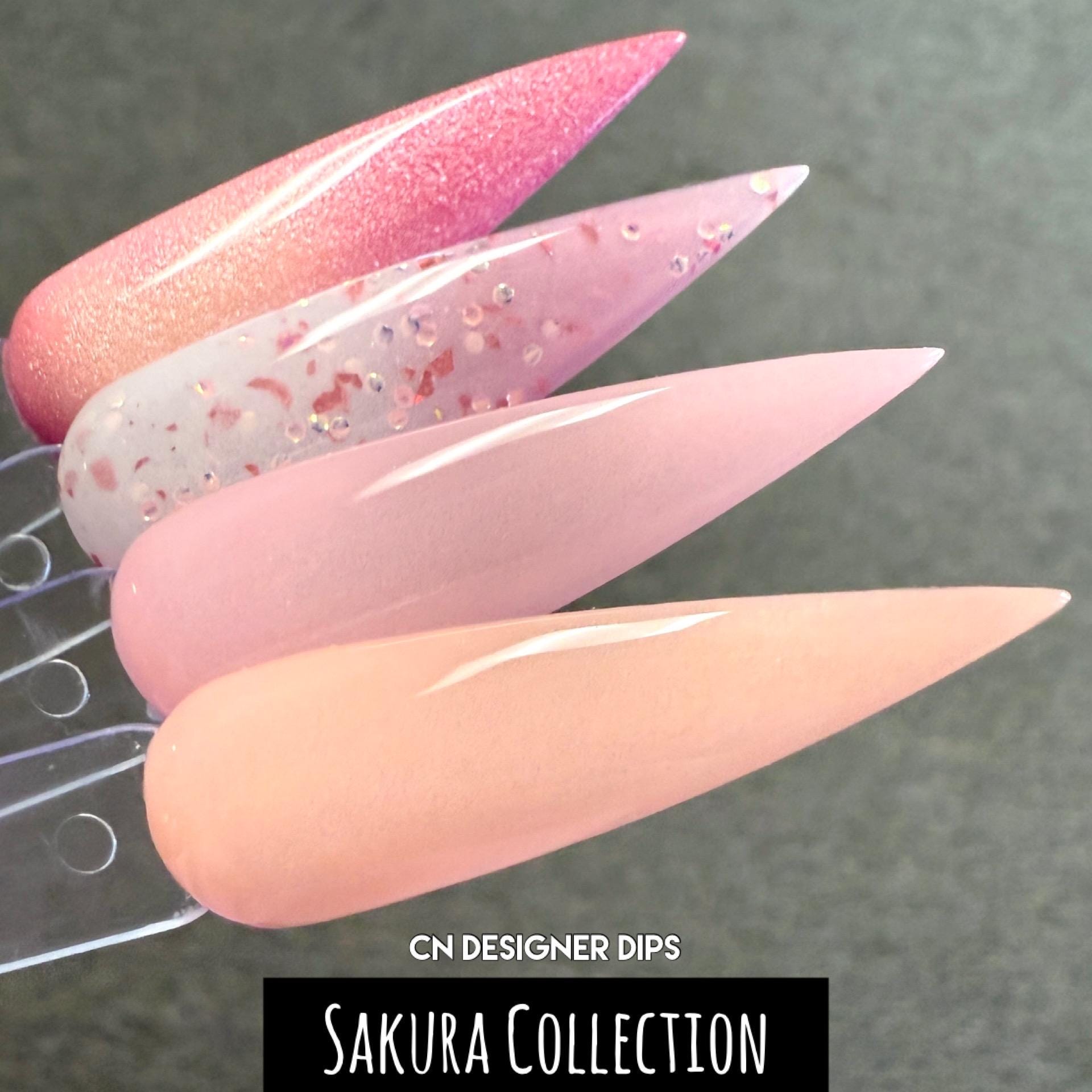 Sakura Collection- dip powder, dip powder for nails, dip nail, nail dip, pink, peach, spring, acrylics, acrylic, nails, nail, dip, thermal