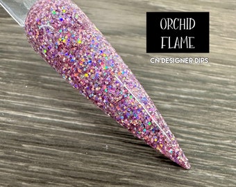 Orchid Flame- dip powder, dip powder for nails, nail dip, dip powders, dip nail powder, glitter dip powder, acrylic, nails, acrylics