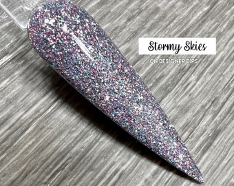 Stormy Skies- dip powder, dip nail powder, dip powder for nails, glitter dip powder, dip for nails, nail dip, nail dips, dip nail powders