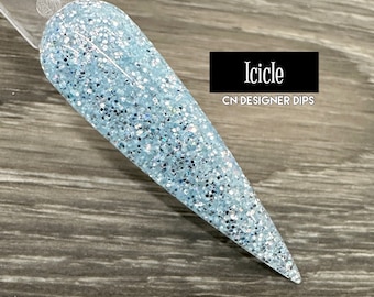 Icicle- dip powder, dip powder for nails, acrylic, winter, spring, blue, glitter