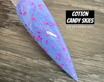 Cotton Candy Skies SALE- dip powder, for nails, acrylic, dip nails, dipping powder, manicure, periwinkle, pink, magenta, shard, glitter