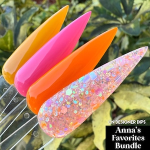 Anna’s Favorites Bundle- dip powder, dip powder for nails, nail dip, dip nail, acrylic, glitter, neon, pink, orange, dip powders, nail