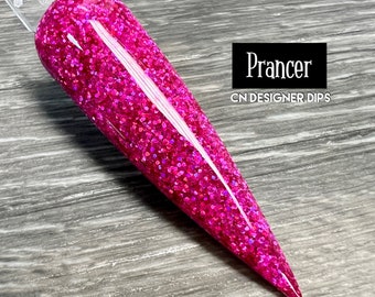 Prancer-ディップパウダー、ネイル用ディップパウダー、アクリル、バレンタイン、ピンク、マゼンタ、ホログラフィック、グリッター