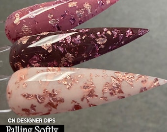 Falling Softly Collection- dip powder, dip powder for nails, acrylic, nail dip powder, foil, pink, brown, neutral
