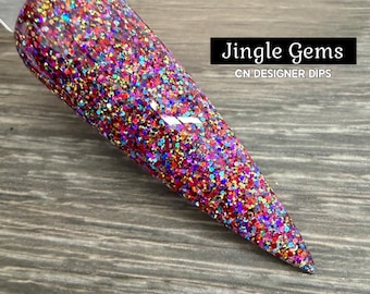 Jingle Gems- dip powder, dip powder for nails, acrylic, rainbow, holographic, glitter