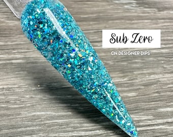 Sub Zero- dip powder, dip powder for nails, acrylic, winter, spring, blue, shard, glitter, holographic