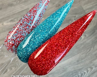 Let Freedom Bling Vol 2- dip powder, dip powder for nails, acrylic, patriotic, Independence Day, 4th of July, red, blue, glitter, set