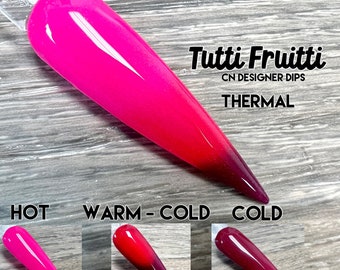 Tutti Fruitti- polvo de inmersión, polvo de inmersión para uñas, acrílico, San Valentín, rosa, rojo, sólido, cambia de color, térmico