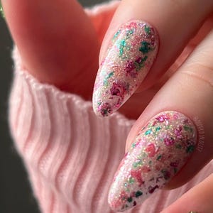 Rose Petal Tea- dip powder, dip powder for nails, acrylic, spring, shimmer, foil image 3