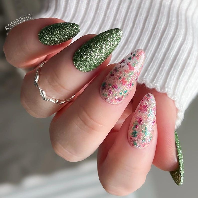 Rose Petal Tea- dip powder, dip powder for nails, acrylic, spring, shimmer, foil image 4