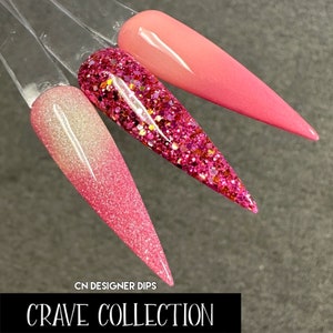 Crave Collection- dip powder, dip powder for nails, dip nail, nail dip, thermal, glitter, dipping powder, acrylic, pink, peach, dip, nails