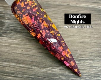 Bonfire Nights- dip powder, dip powder for nails, acrylic, dip nail, dipping powder, flake, flakie