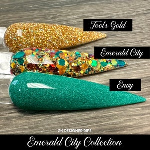 Emerald City Collection- dip powder, dip powder for nails, dip, dip nail, nail dip, glitter, acrylic, nail, green, st Patrick, st patrick&#39;s