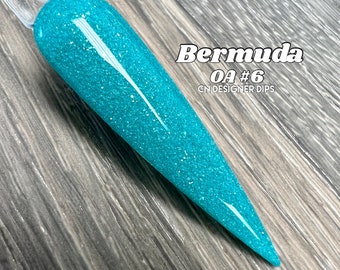 Bermuda OA6- dip powder, dip powder for nails, acrylic, shimmer, bright, blue