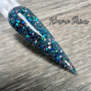 Kimono Prism- Dip-Pulver, Glitter-Dip-Pulver, Dip-Pulver für Nägel, Nagel-Dip-Pulver, Dip-Nagel-Pulver, Dip-Nagel, Blau-Dip-Pulver, Nagel-Dip