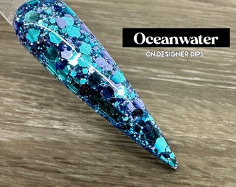 Oceanwater- dip powder, glitter dip powder, dip powder for nails, nail dip powder, dip nail powder, acrylic, nail dip, nails